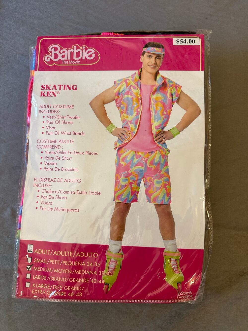 Barbie The Movie Roller Skating Ken Adult Mens Costume Medium